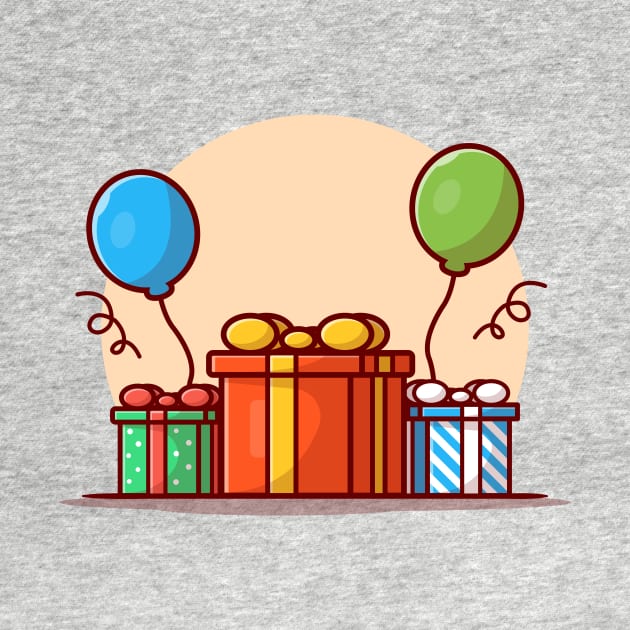 Gift And Balloon Birthday Party Cartoon Vector Icon Illustration by Catalyst Labs